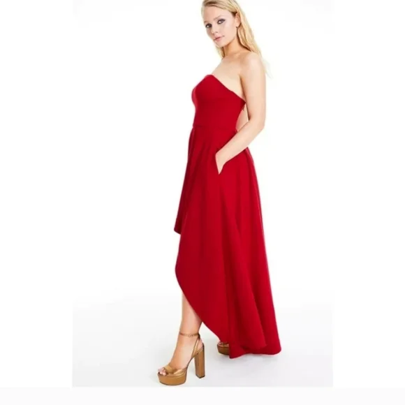Speachless S0 NWTs high low red strapless dress - Picture 1 of 6